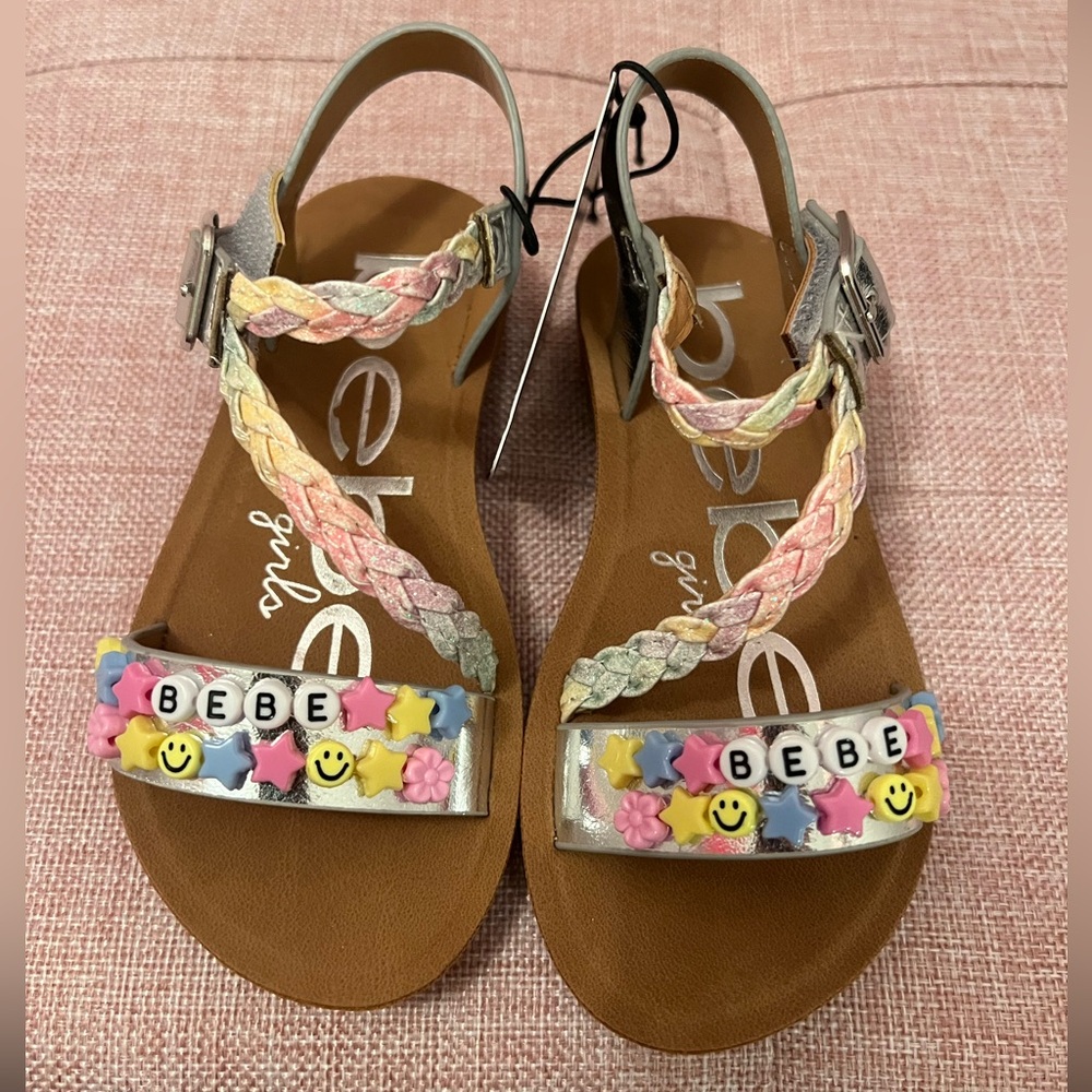 Bebe Girls' Velcro Pastel Star Sandals